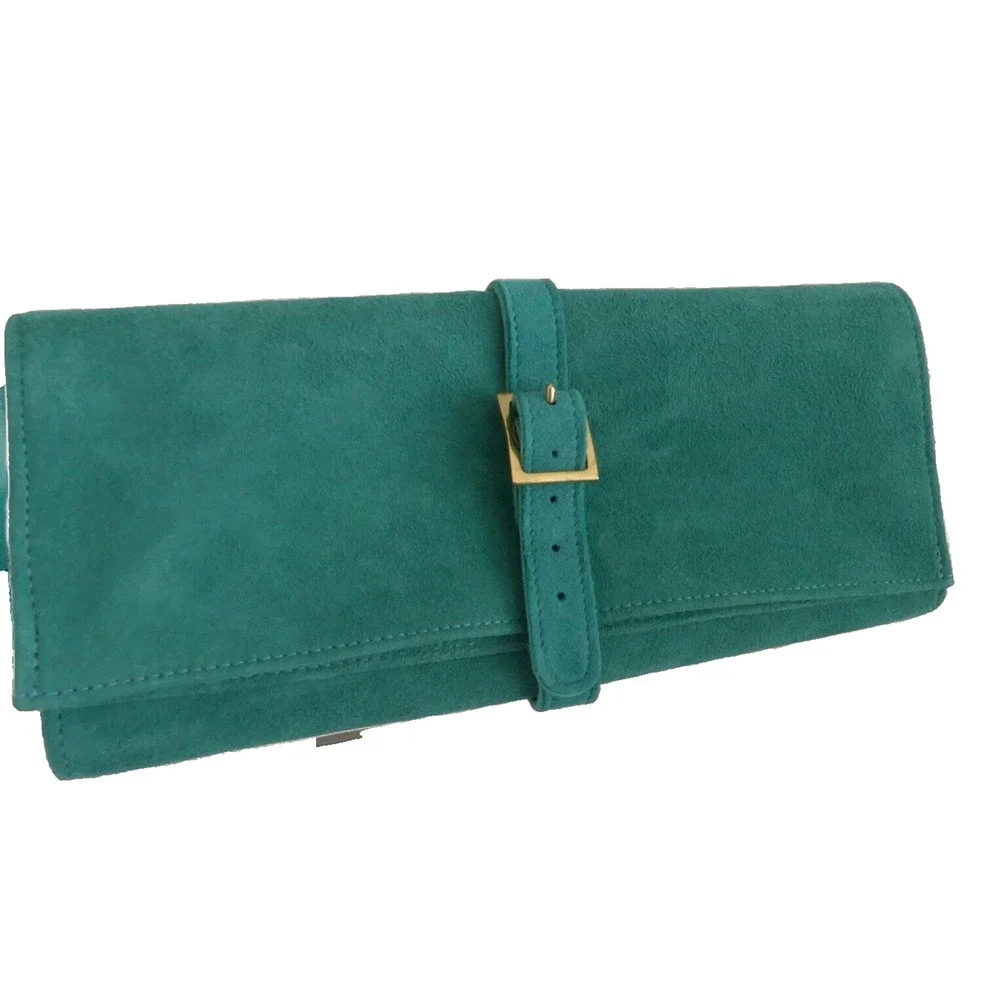 St. Thomas Green Suede Leather Wallet RARE 1960's Estee Lauder Employee Gift NOS